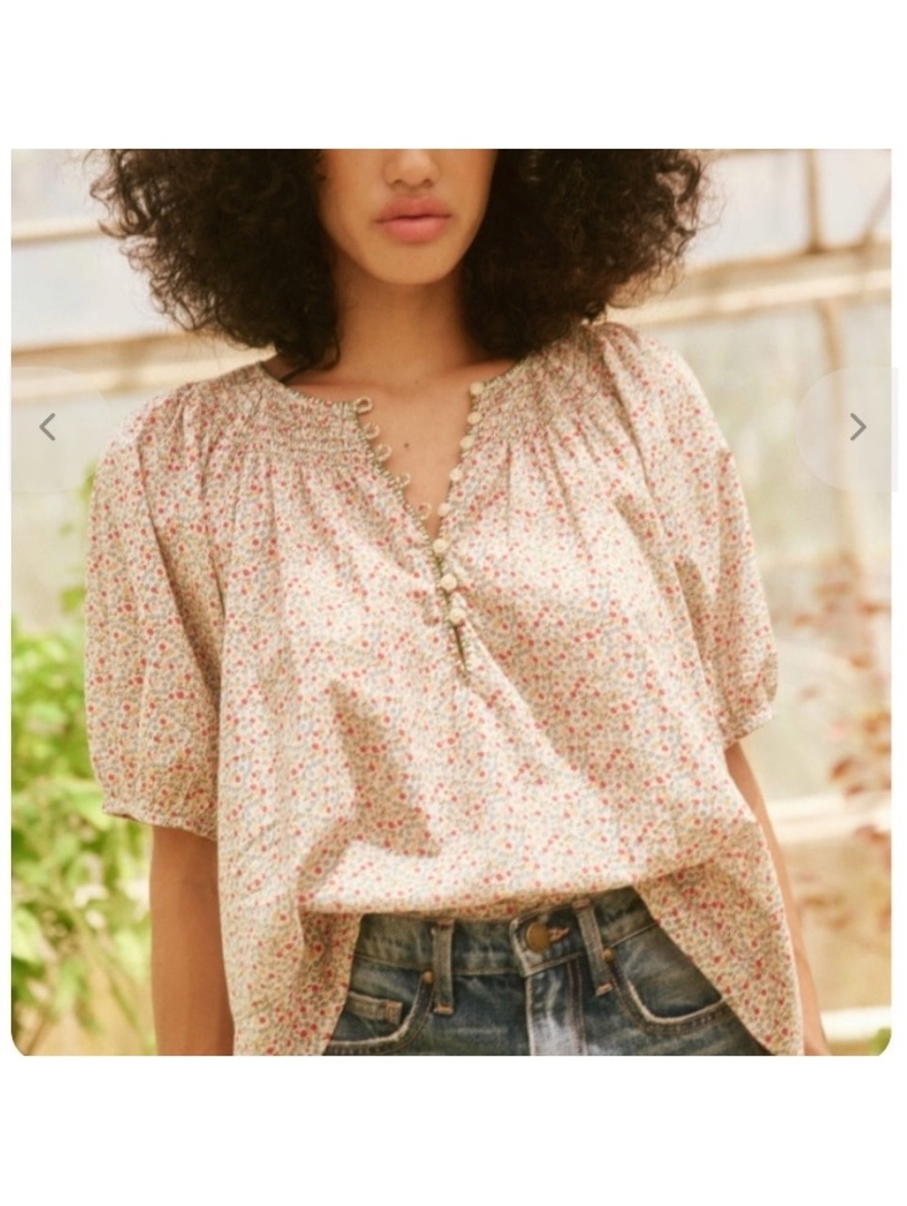 The GREAT. The Honey Top in Cream Mini WildFlower Print Women’s size 1 Small
